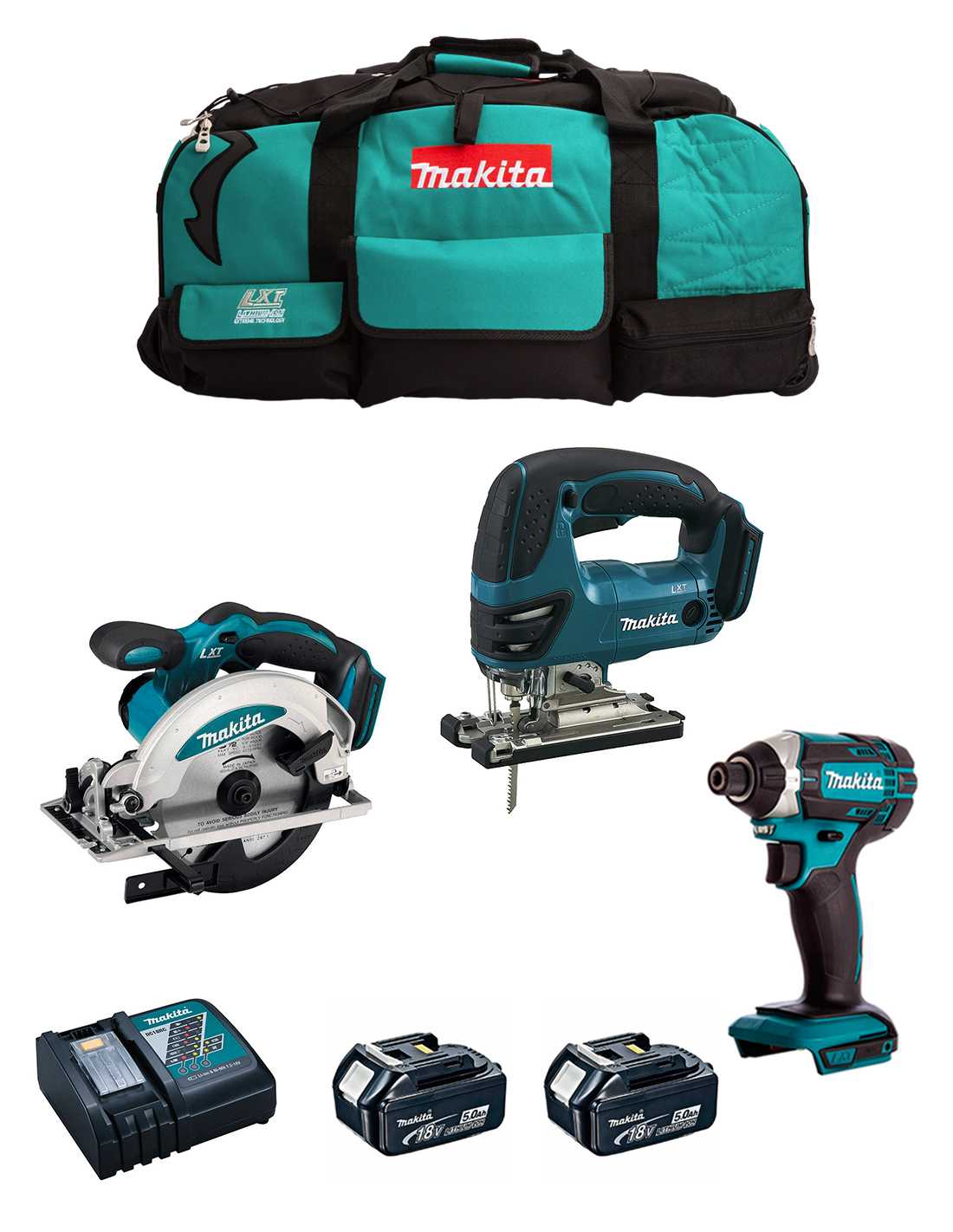 MAKITA Kit 18V MSB3P2B (DJV180 + DSS610 + DTD152 + 2 x 5,0 Ah + DC18RC + Trolley)