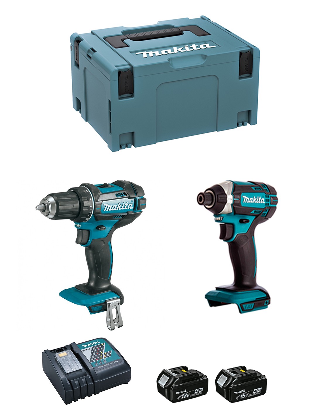 MAKITA Kit DLX2127MJ (DDF482 + DTD152 + 2 x 4,0 Ah + DC18RC + MAKPAC 3)