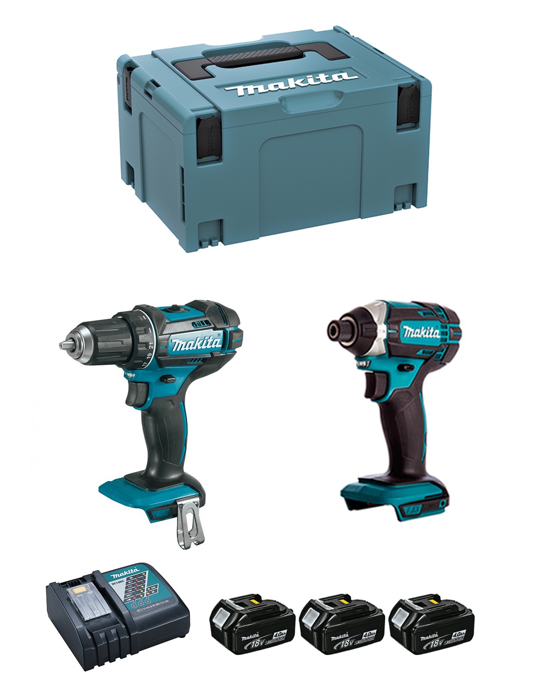 MAKITA Kit DLX2127MJ1 (DDF482 + DTD152 + 3 x 4,0 Ah + DC18RC + MAKPAC 3)