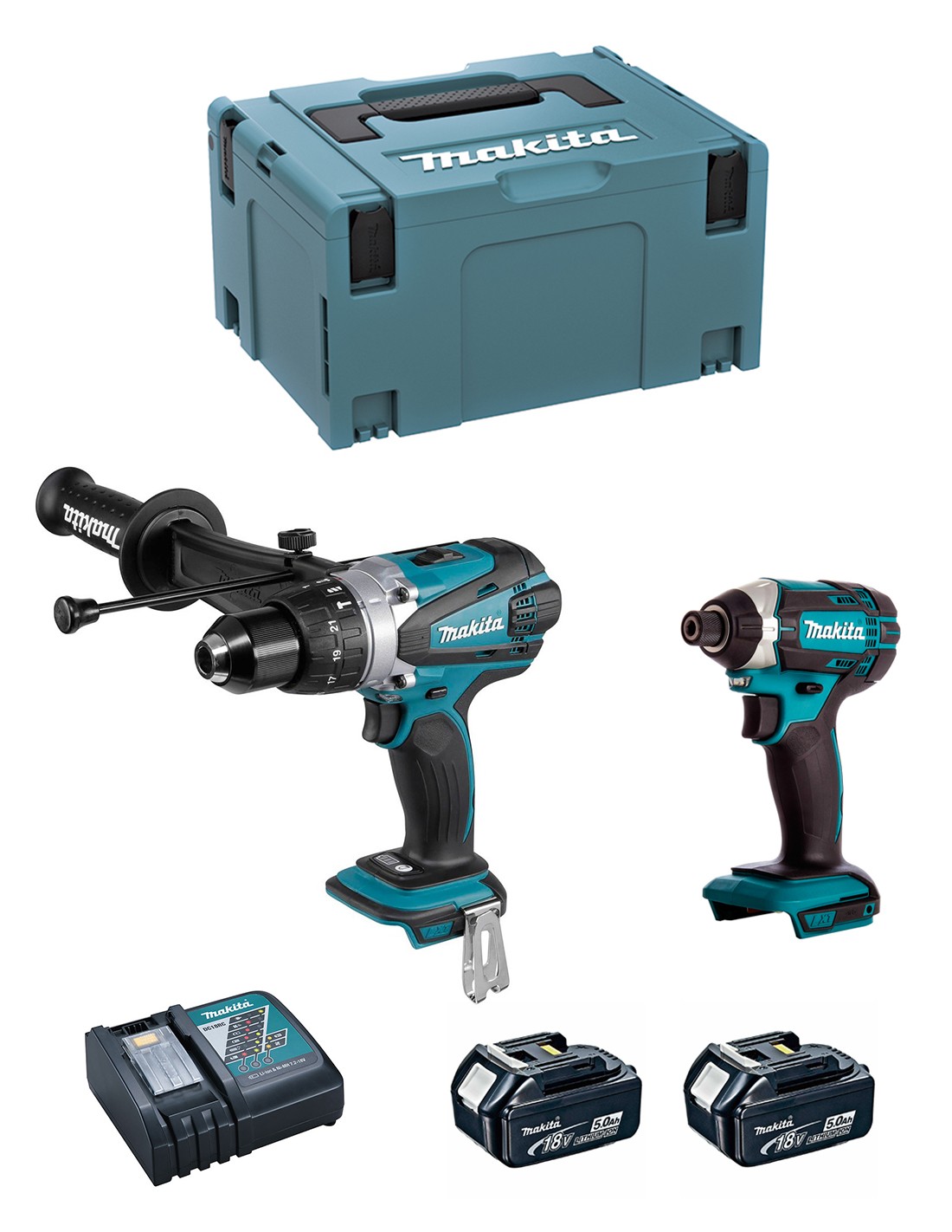 MAKITA Kit DLX2145TJ (DTD152 + DHP458 + 2 x 5,0 Ah + DC18RC + MAKPAC 3)