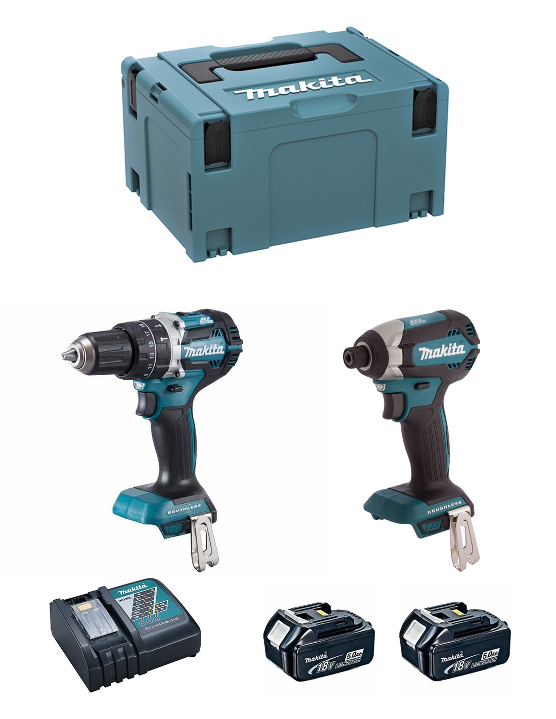 MAKITA Kit DLX2180TJ (DHP484 + DTD153 + 2 x 5,0 Ah + DC18RC + MAKPAC 3)