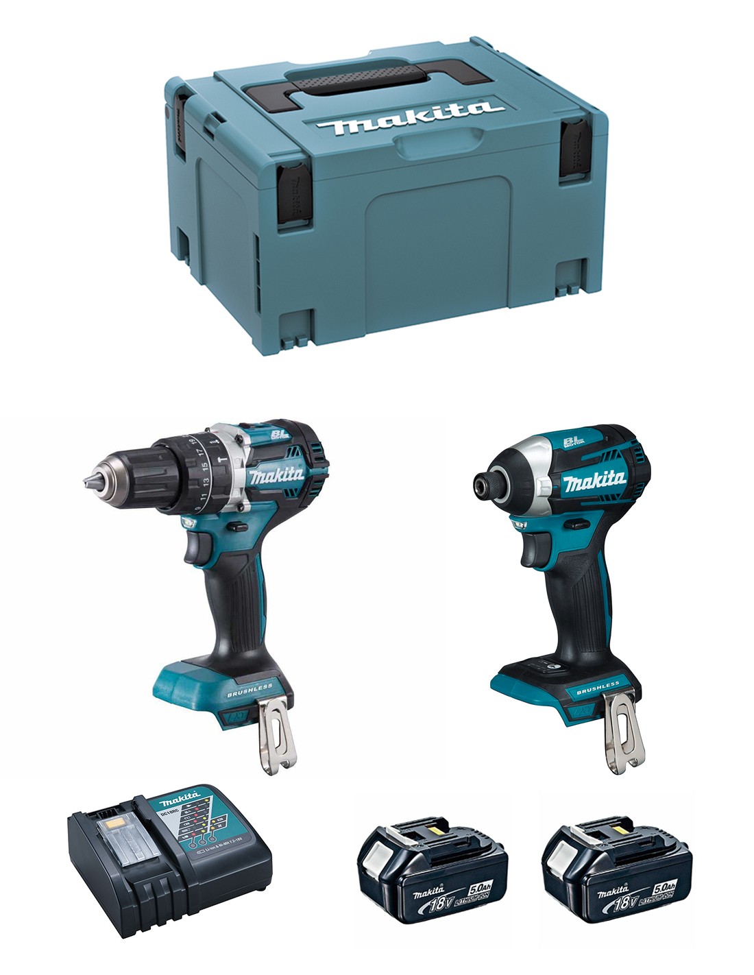 MAKITA Kit DLX2181TJ (DHP484 + DTD154 + 2 x 5,0 Ah + DC18RC + MAKPAC 3)