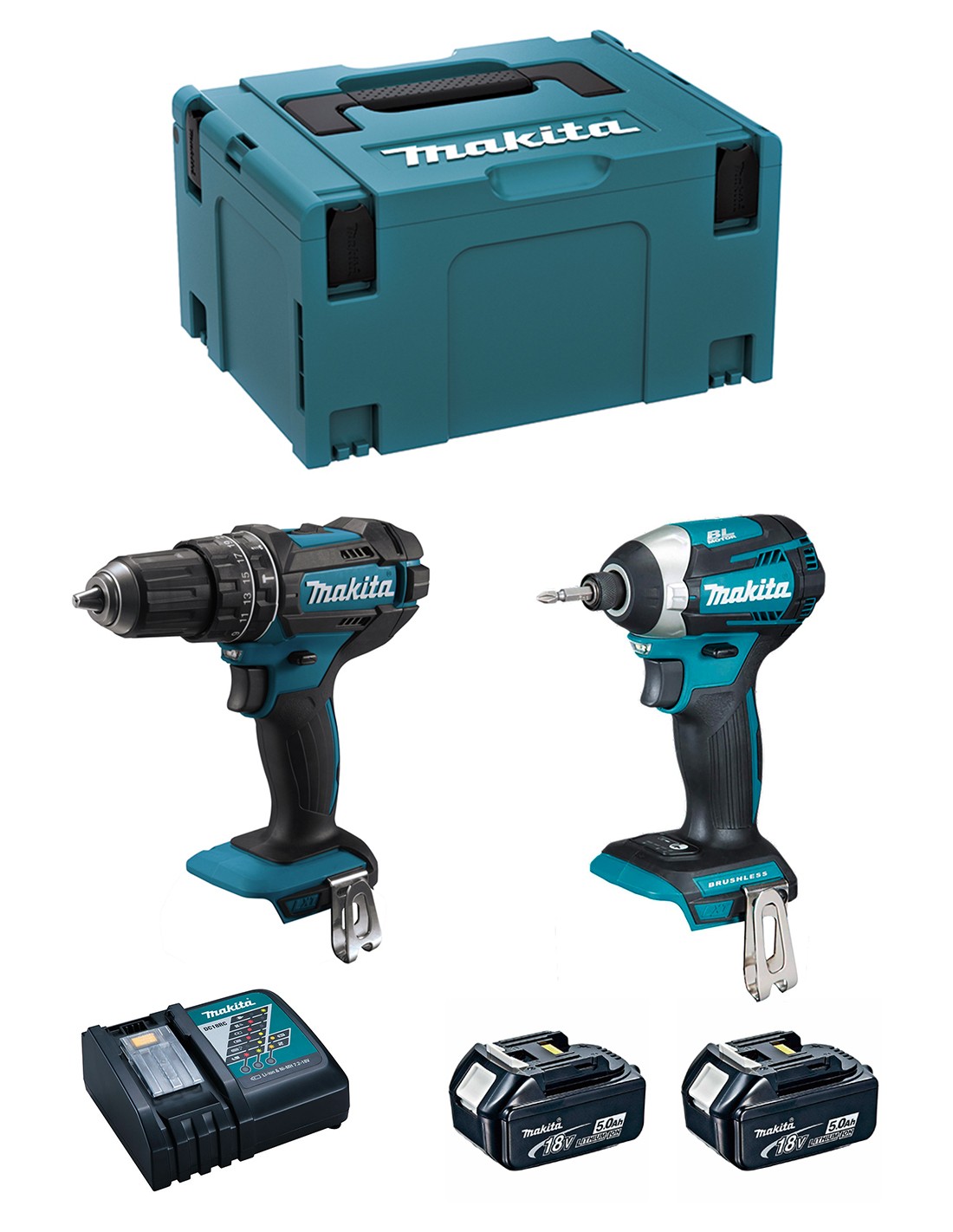 MAKITA Kit MK219RTJ (DHP482 + DTD154 + 2 x 5,0 Ah + DC18RC + MAKPAC 3)