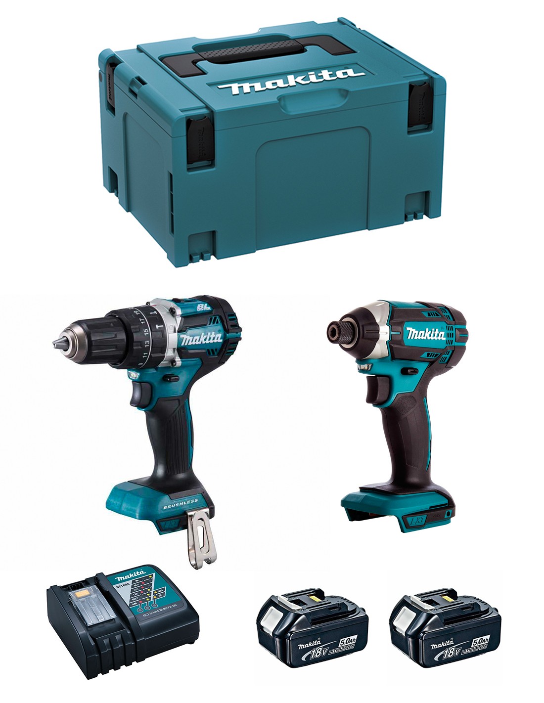 MAKITA Kit MK222RTJ (DHP484 + DTD152 + 2 x 5,0 Ah + DC18RC + MAKPAC 3)
