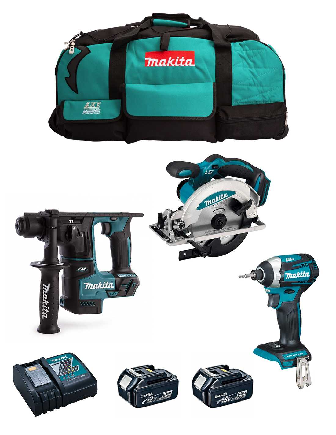 MAKITA Kit MK304 (DHR171 + DTD154 + DSS610 + 2 x 5,0 Ah + DC18RC + LXT600)