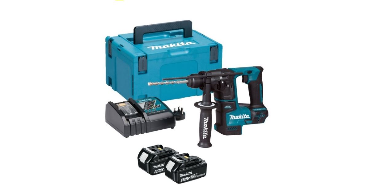 Makita Taladro percutor inalámbrico Li-ion LXT 18V/5.0Ah, Makpac DHR171RTJ