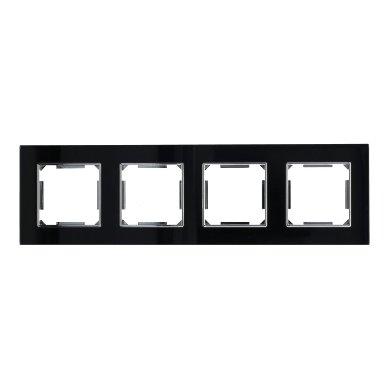 Marco 4 Módulos Cristal templado Negro