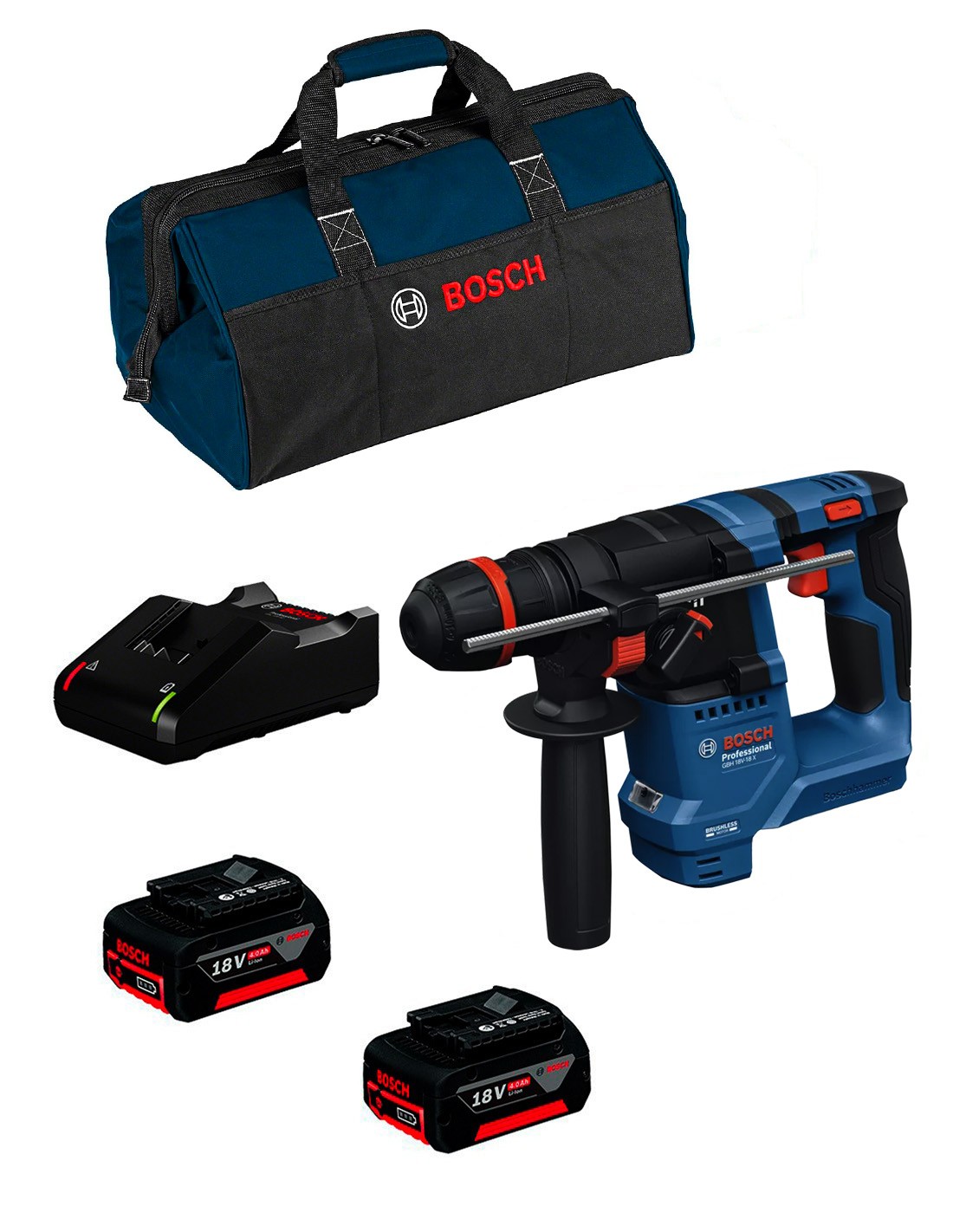 BOSCH GBH 18V-18 X (2 x 4,0 Ah + GAL18V-40 +