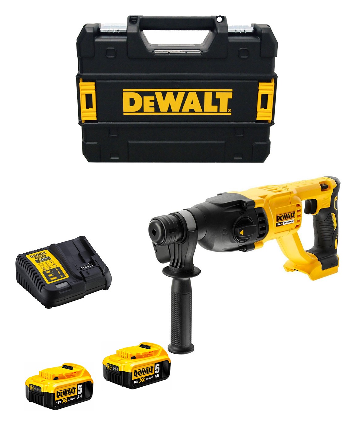 Martillo Perforador DeWALT DCH133P2T (2 x 5,0 Ah + DCB115 + TSTAK II)