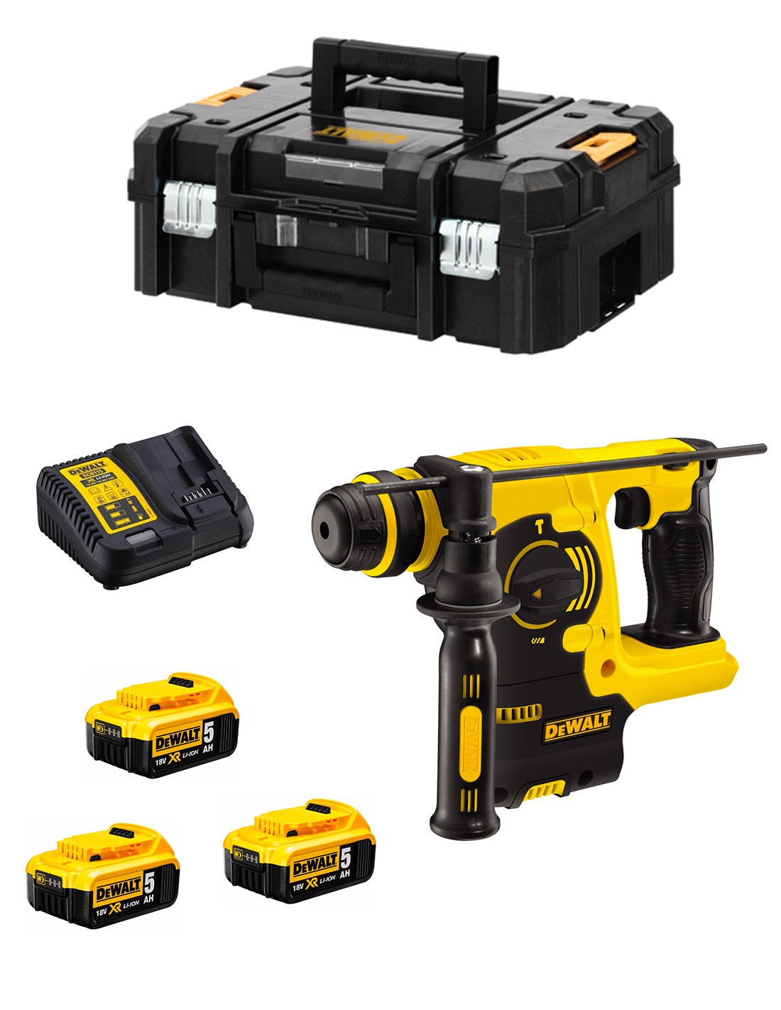Martillo Perforador DeWALT DCH253P3 (3 x 5,0 Ah + DCB115 + TSTAK II)