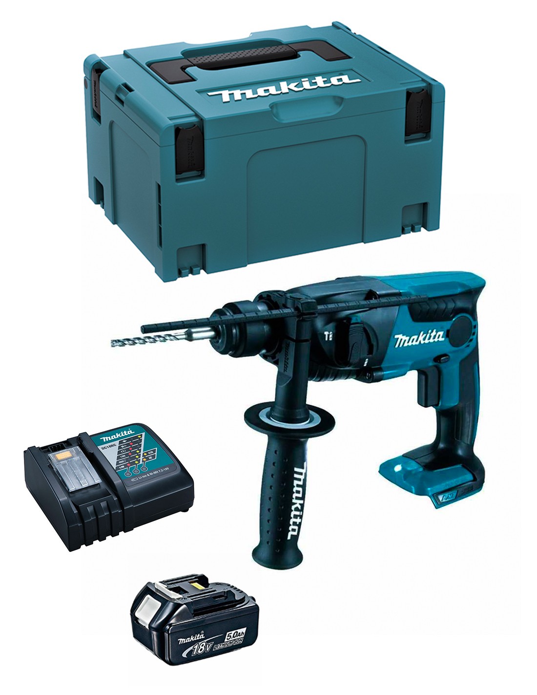Martillo Perforador MAKITA DHR165RTJ1 (1 x 5,0 Ah + DC18RC + MAKPAC 3)