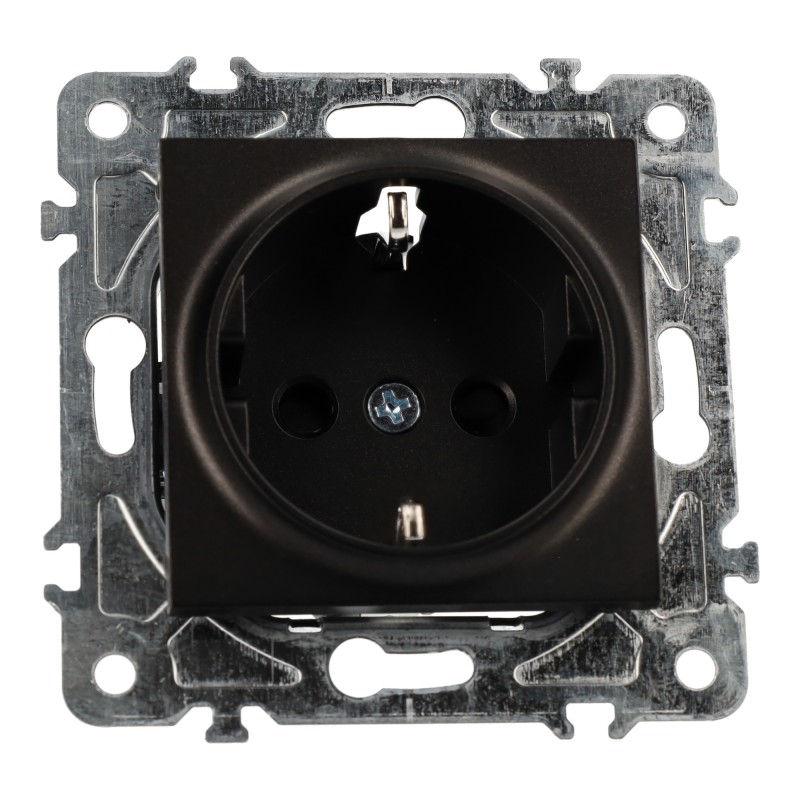 Mecanismo Enchufe Schuko 16A Policarbonato Negro