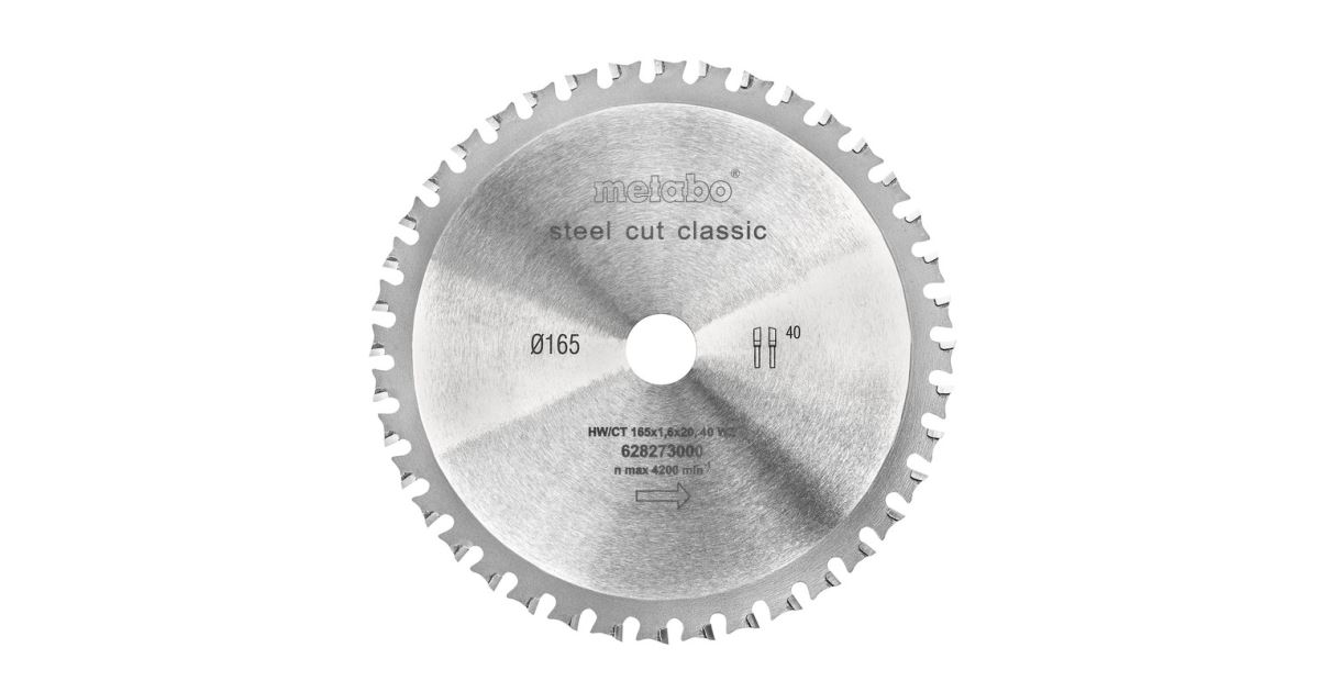 METABO Hoja de sierra 165 x 20 mm, 40 dientes, WZ 4°SteelCutClassic 628273000