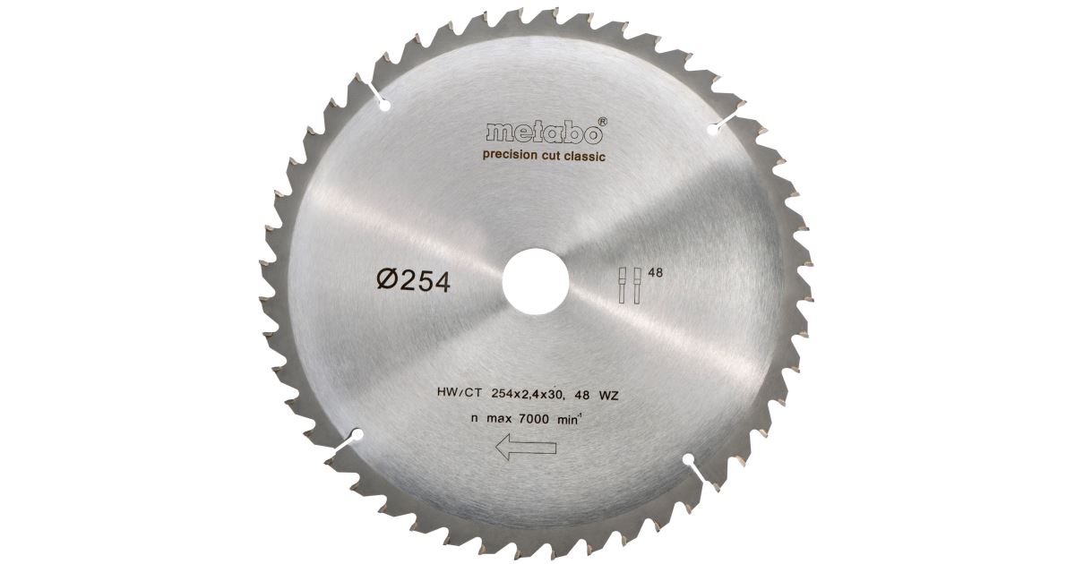 METABO Hoja de sierra HW/CT 254 x 30 mm, 48 dientes, 5 neg 628061000