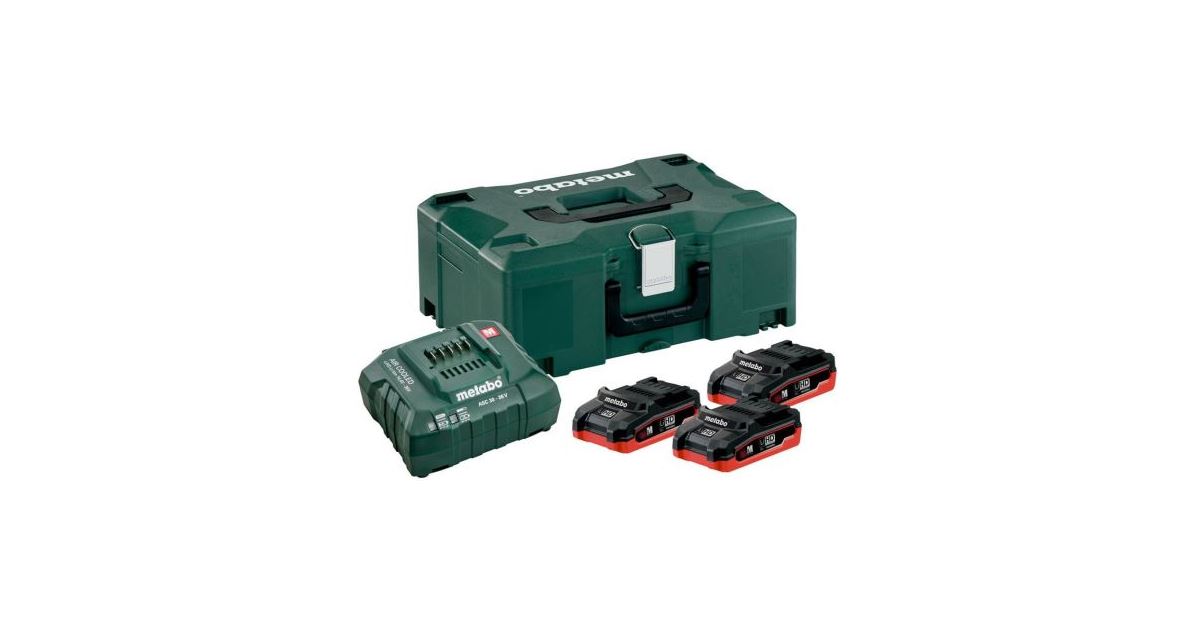 METABO Set básico (cargador + baterías) 18V / 3 x LiHD 4 Ah + maletín 685133000
