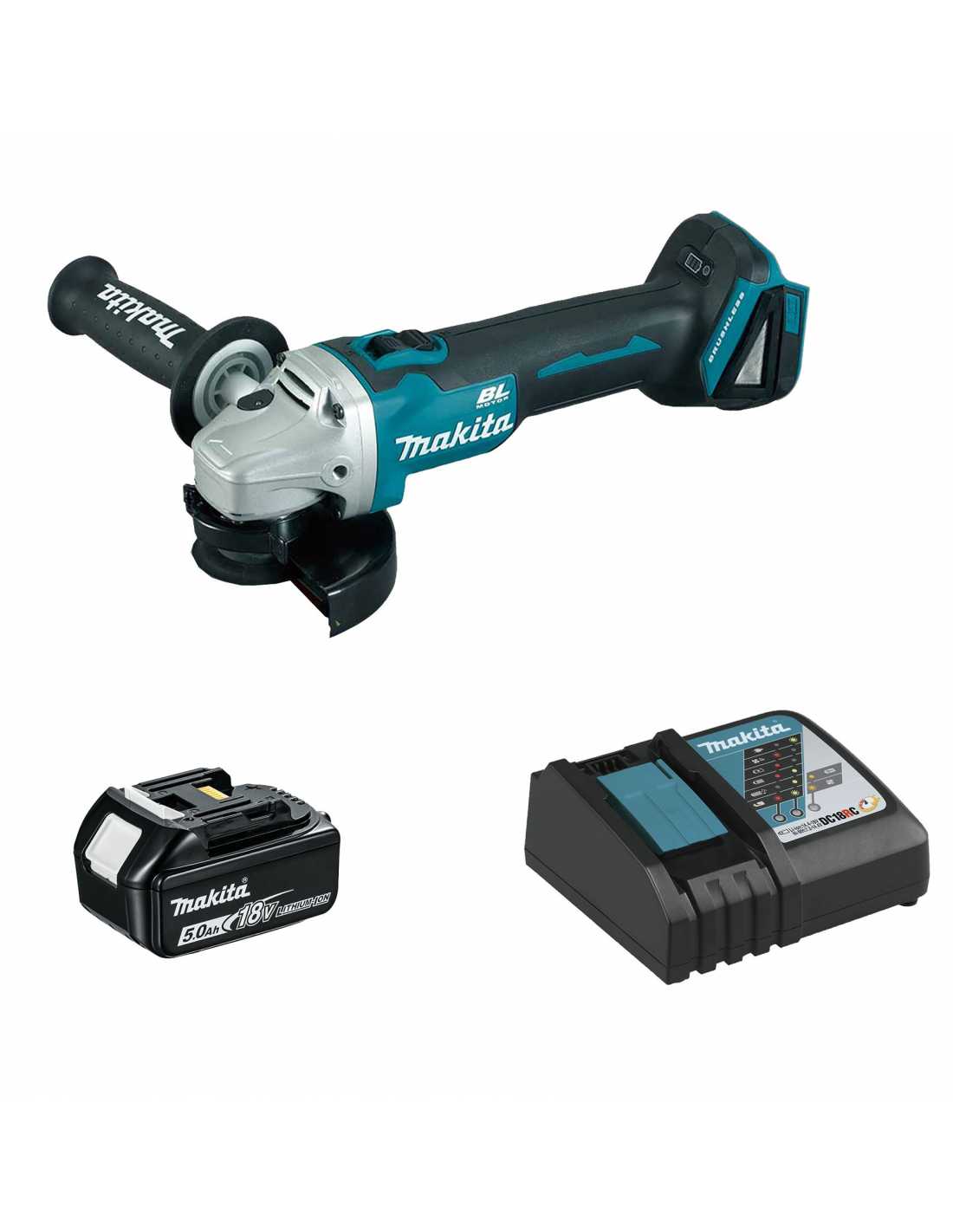 Mini-Amoladora MAKITA DGA504RTJ1-SK (1 x 5,0 Ah + DC18RC)