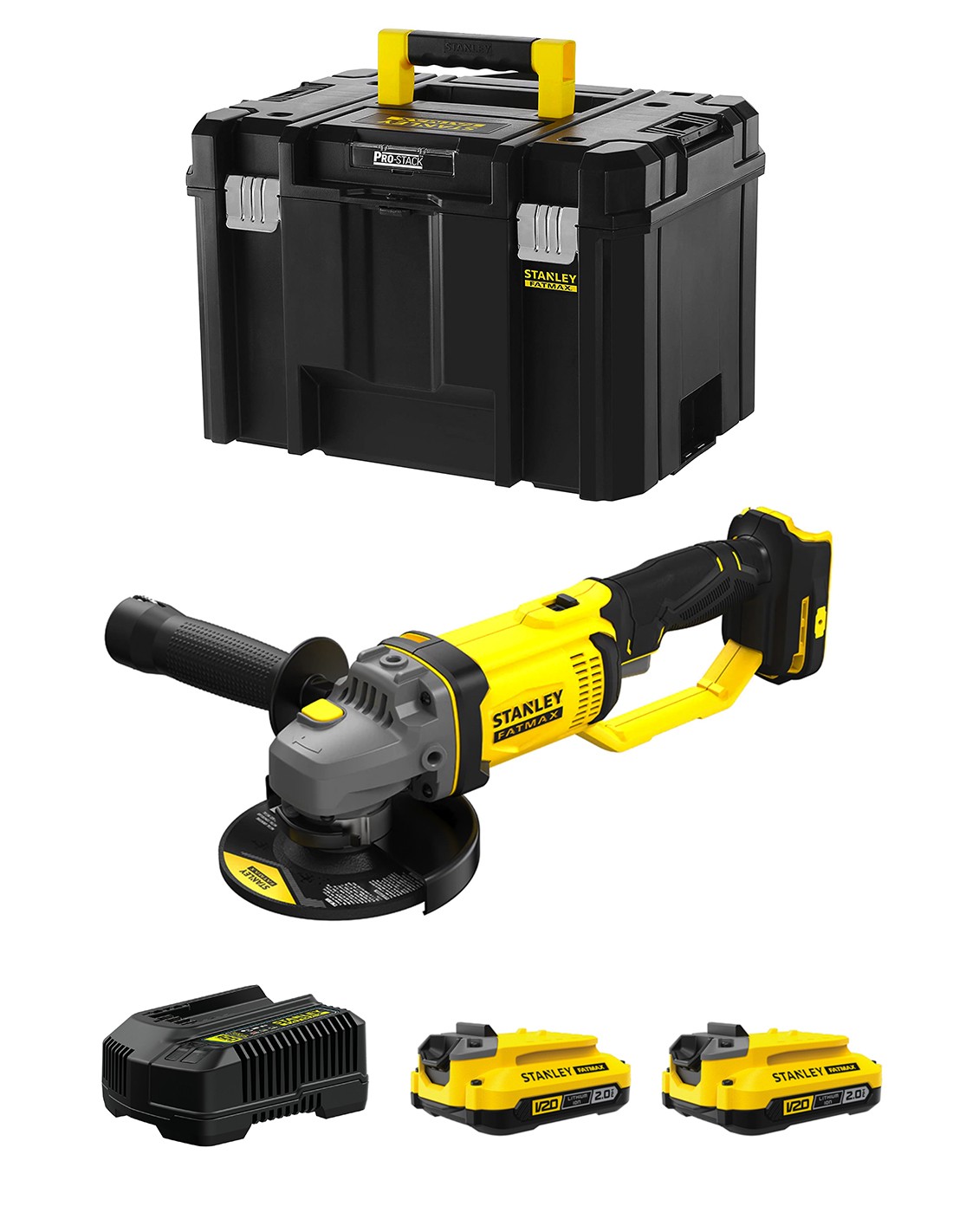 Mini-Amoladora STANLEY FatMax SFMCG400D2T (2 x 2,0 Ah + Cargador + TSTAK VI)
