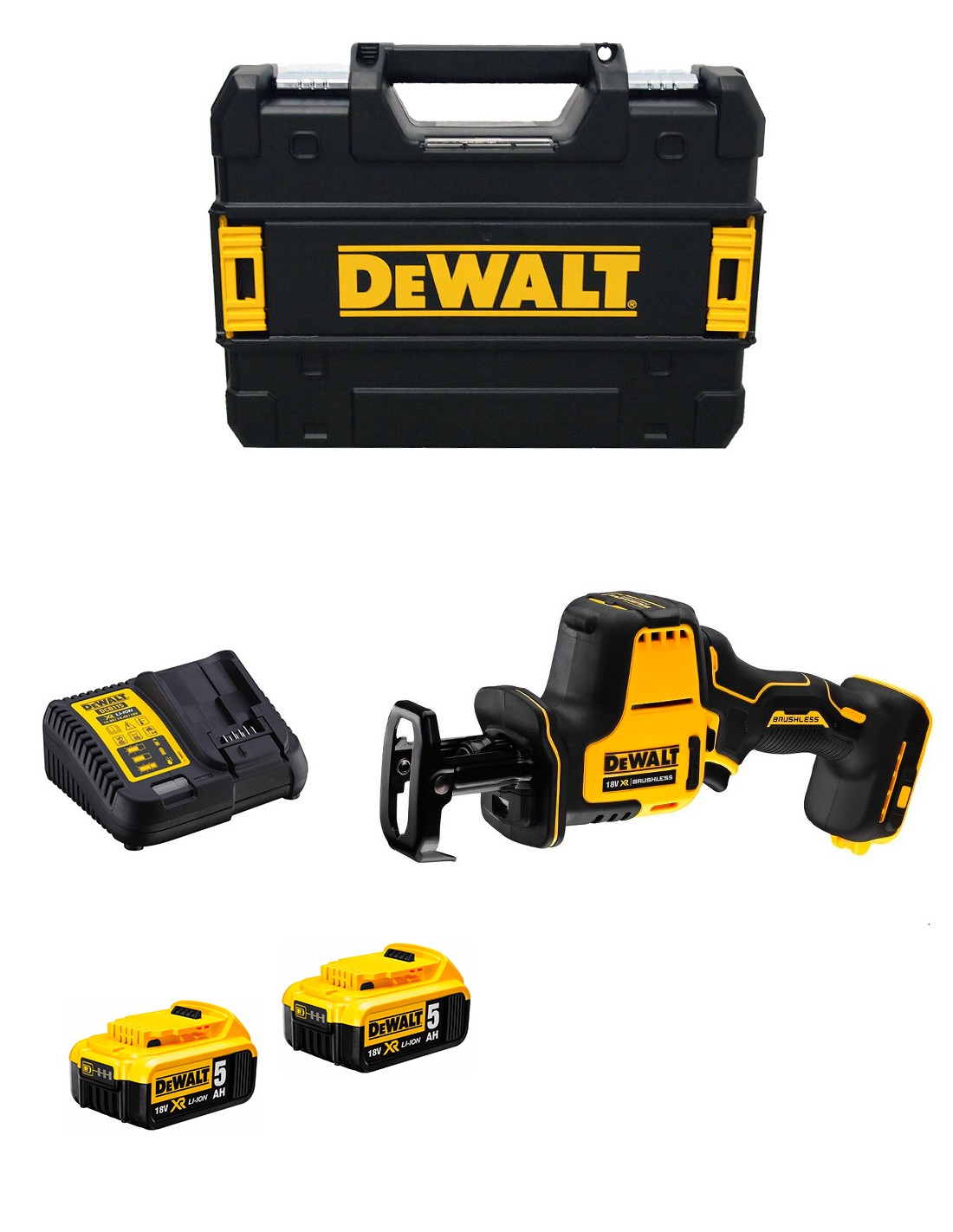 Mini-Sierra Sable DeWALT DCS369P2T (2 x 5,0 Ah + DCB115 + TSTAK II)