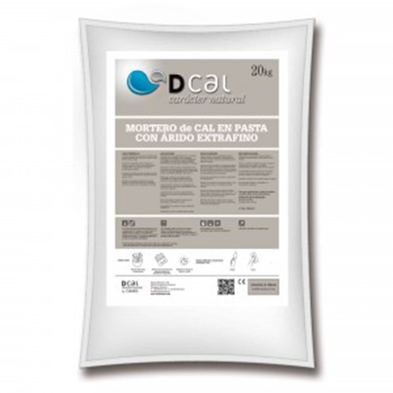 Mortero Extrafino De Cal en Pasta 20 Kg Blanco. Dcal