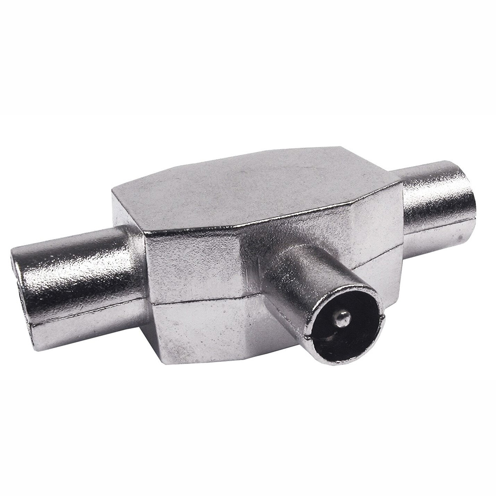 Conector De Antena Triple Blindado, 1 Macho / 2 Hembras