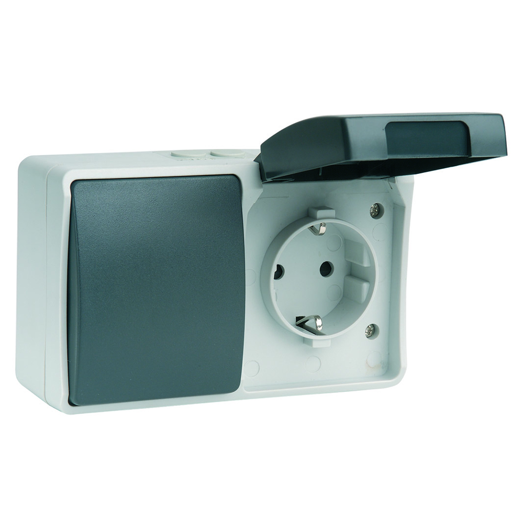 Conmutador Y Base Enchufe 16A Serie Atlantis