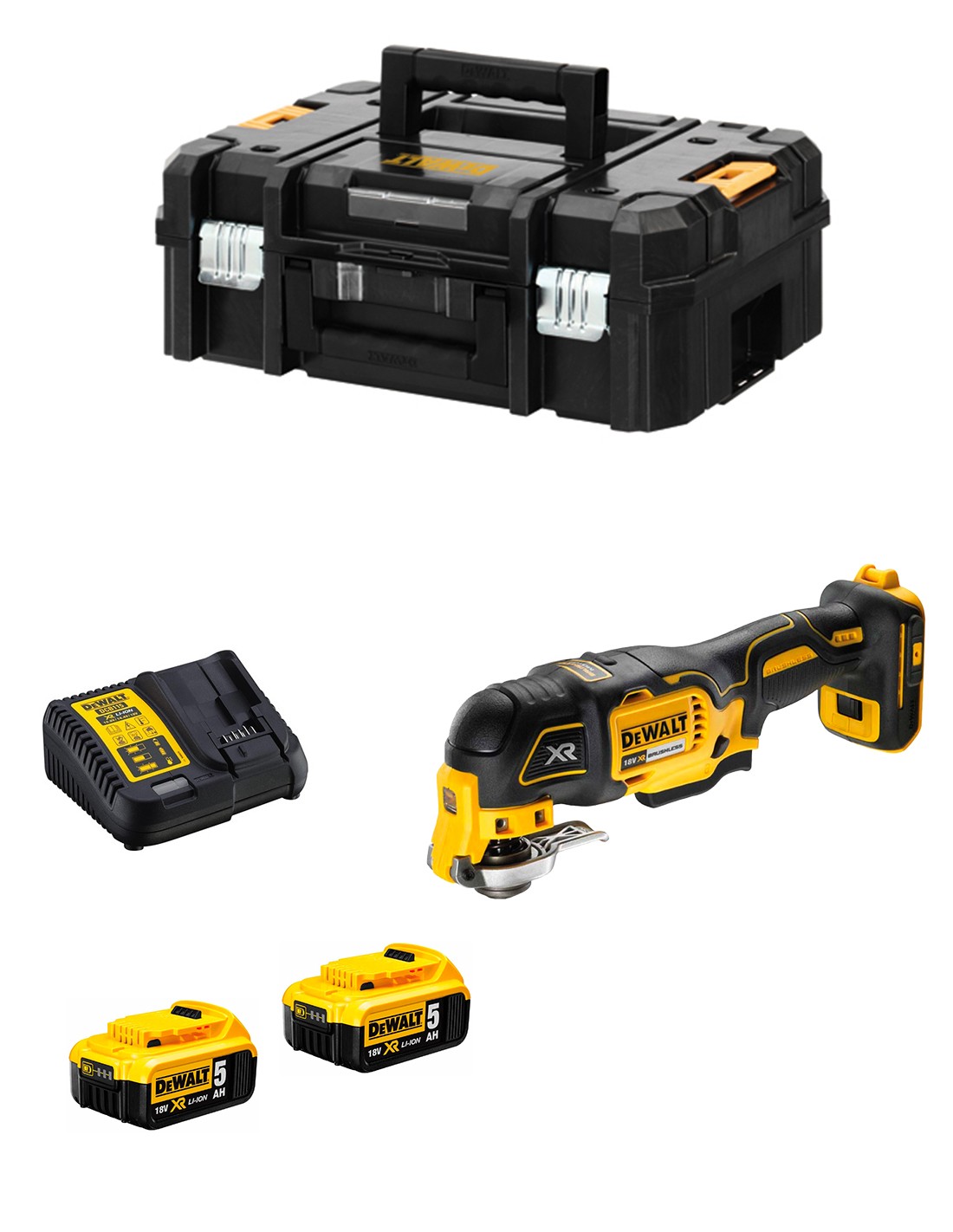 Multi-Herramienta DeWALT DCS355P2T (2 x 5,0 Ah + DCB115 + TSTAK II)