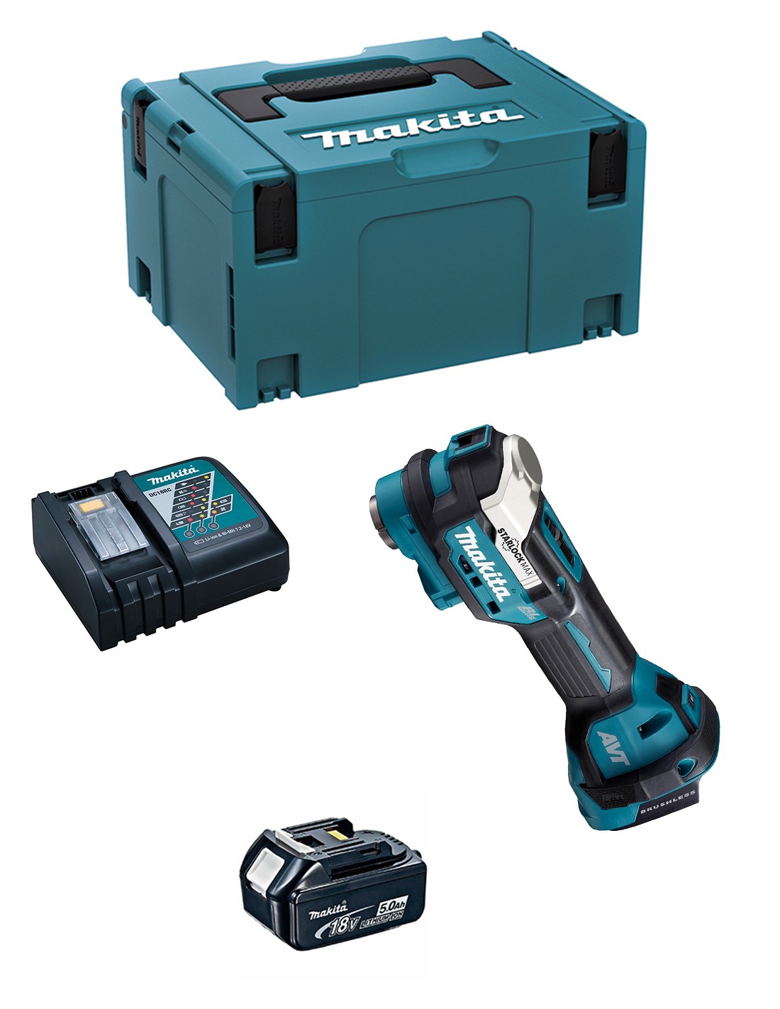 Multi-herramienta MAKITA DTM52RTJ1 (1 x 5,0Ah + DC18RC + MAKPAC 3)