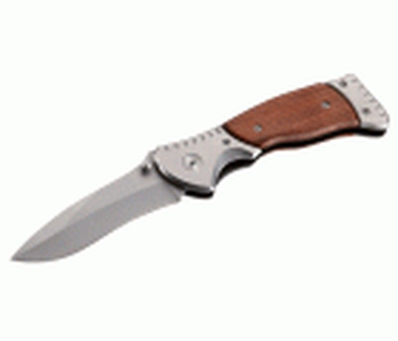 Navaja de acero inoxidable de 85 mm con mango de madera y bolsa de nylon Alyco