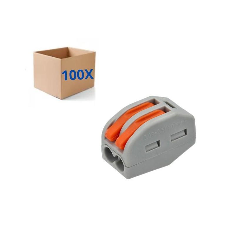 Pack 100 Conectores de Cables Rápidos con Palanca de 2 entradas PCT-212