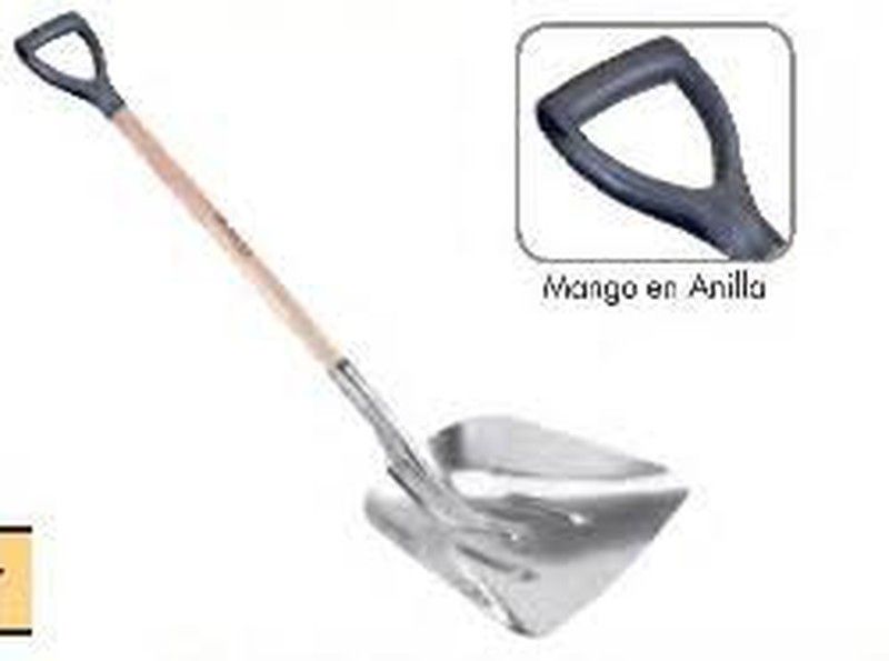 Pala Aluminio grande con Mango de madera con Anilla 360x415 Milímetros. Referencia 198619.