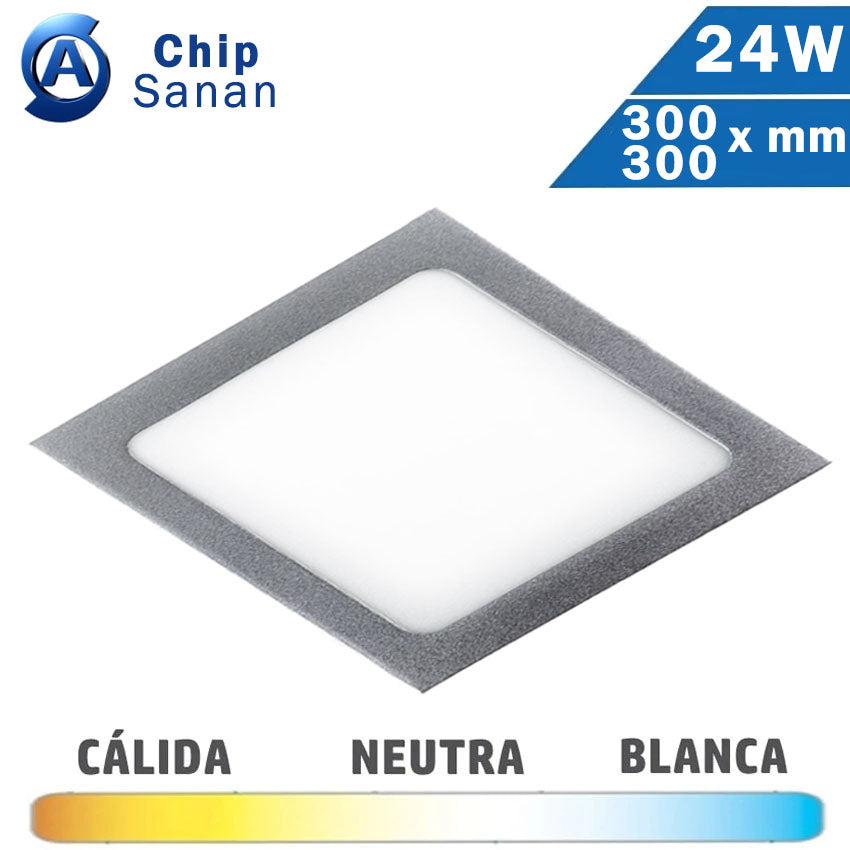 Panel LED Cuadrado Plata 24W 300x300mm