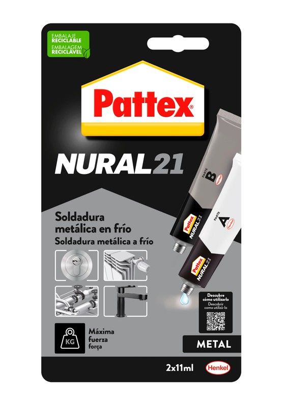 Pattex Nural-21 Bl 22 Ml,Soldadura Reparadora En Frío, De Gran Resistencia, Formulada En Espe- Cial Para Pegar Y Reparar Metales.
