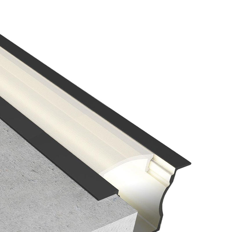 Perfil Aluminio Negro Empotrar Aletas Alto para Tiras LED