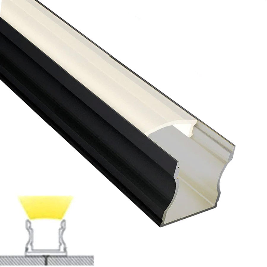 Perfil Aluminio Alto Black para Tiras LED