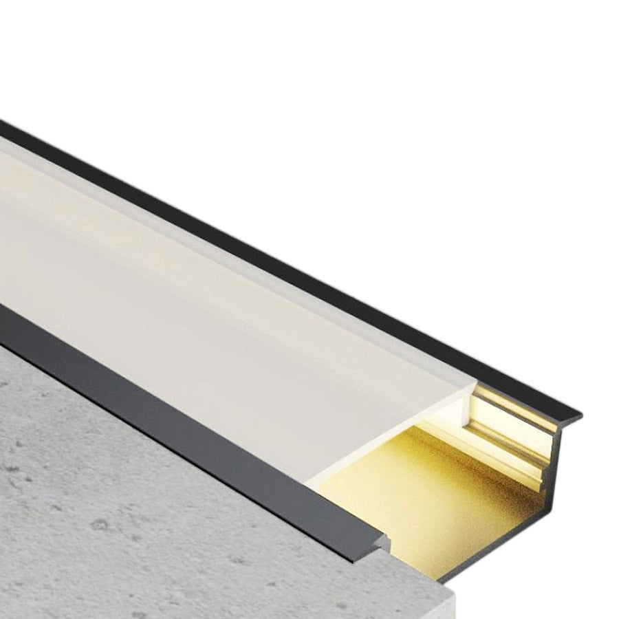 Perfil Aluminio Negro Empotrar Aletas Ancho para Tiras LED