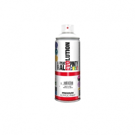 Pintura spray acrilica pintyplus blanco mate 520 cc ral 9010 matt pure