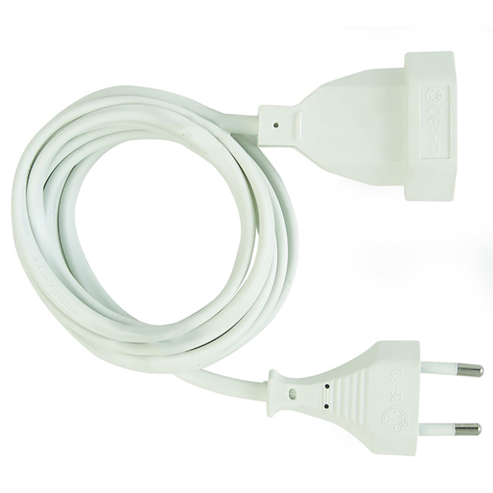 Prolongador 3 Metros 10A Sin Toma Tierra Blanco