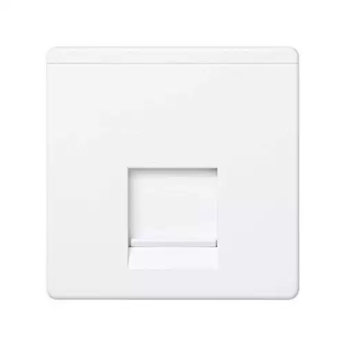 Placa 1 Conector RJ45 AMP Con Guardapolvo Simon 27 Play  Blanco