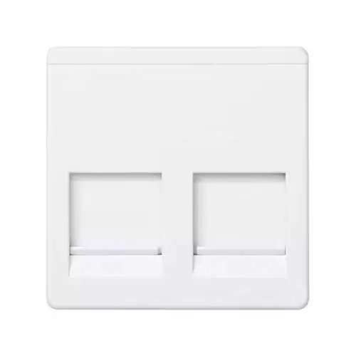 Placa 2 Conectores RJ45 AMP Con Guardapolvo Simon 27 Play  Blanco