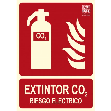 Placa de señalización para extintor CO2