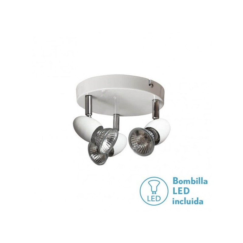 Plafon Foco Sonora Blanco 3xgu10 Bomb. incl 13x17d