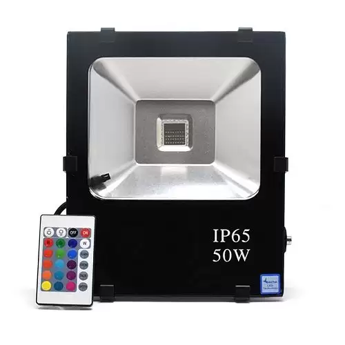 Foco Proyector Led Con Mando RGB  Negro  50W