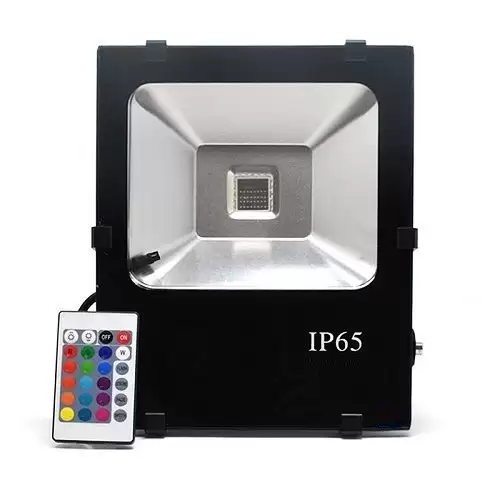 Foco Proyector Led Con Mando RGB  Negro  30W