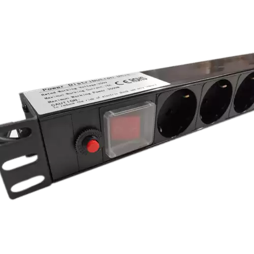 Regleta De Enchufes Rack 19 De 8 Schuko Con Proteccion  Negro