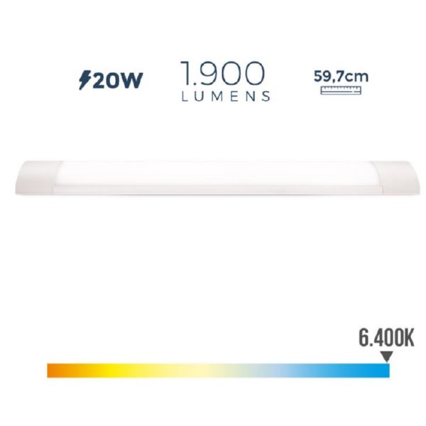 REGLETA ESTANCA LED 20W 59CM 6.400K LUZ FRIA 1900 LUMENS