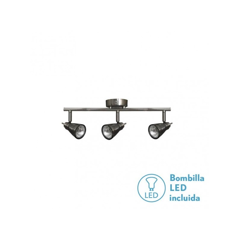 Regleta Foco Tabernas Niquel 3xgu10 Bomb. incl 15x50