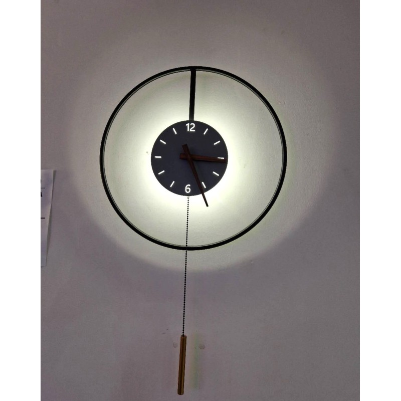 Reloj de Pared LED 3000K Redondo con diámetro 50cm de metal negro 220V defectuoso