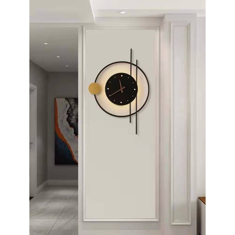 Reloj de Pared LED 3000K Redondo con diámetro 57cm de metal negro 220V defectuoso