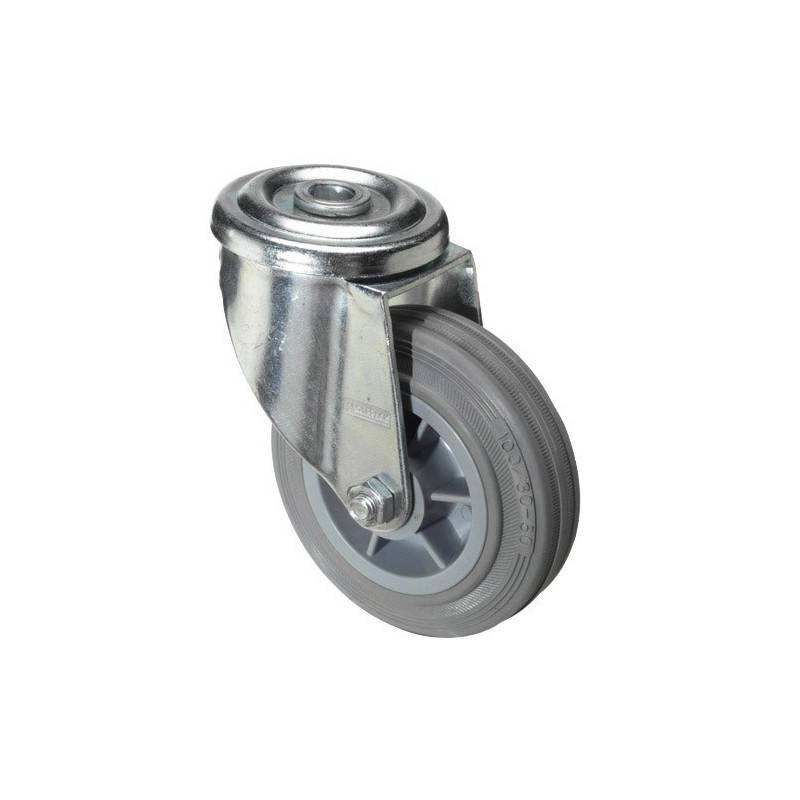 Rueda Industrial Goma Gris Pasante WOLFPACK