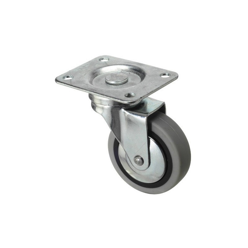 Rueda Industrial Goma Gris Placa.